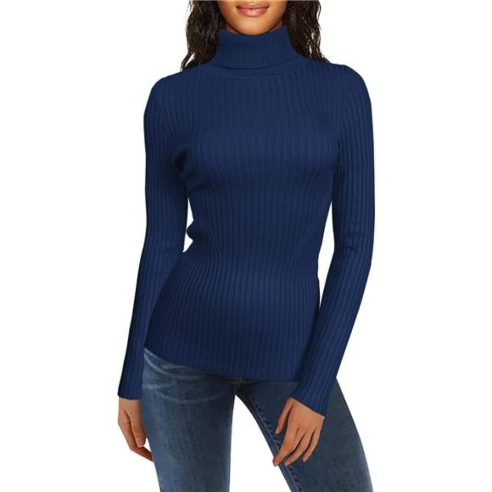 Turtleneck Ribbed Sweaters for Women Cute Sexy Knitted Warm Fitted Sweater